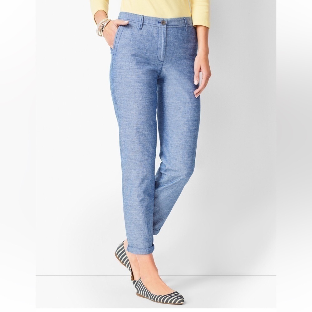 TALBOT’S GIRLFRIEND CHINO CHAMBRAY DENIM CROP PANTS SIZE 12